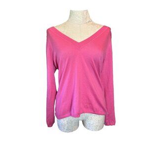 Signature Expressions 100% Cashmere Sweater V-Neck Pullover Pink Knit Women's M